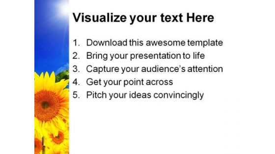 Sunflowers01 Beauty Garden PowerPoint Template 1110