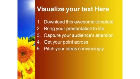 Sunflowers01 Beauty Garden PowerPoint Template 1110