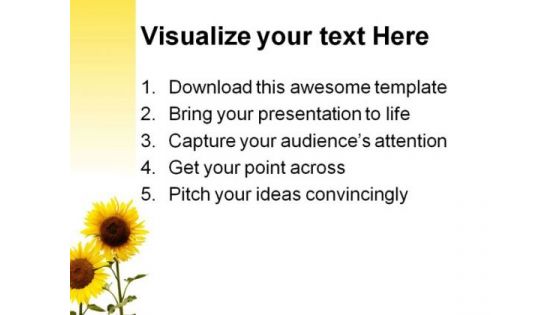 Sunflowers Beauty Nature PowerPoint Template 1110