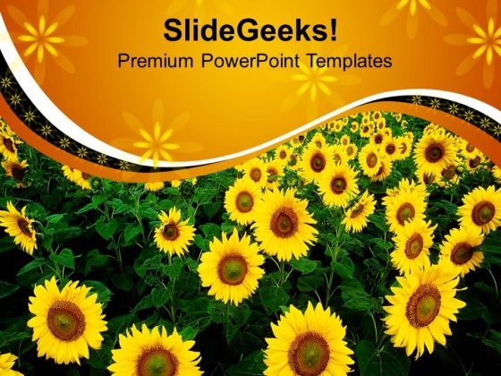 Sunflowers With Yellow Background PowerPoint Templates Ppt Backgrounds For Slides 0713