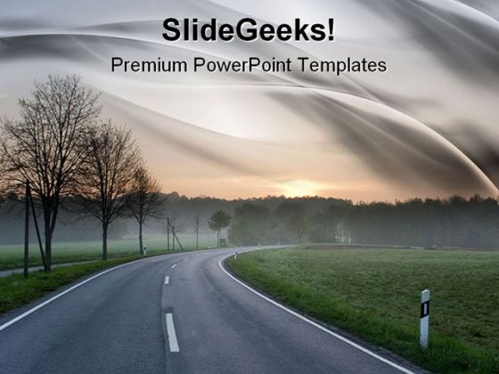 Sunrise Road Nature PowerPoint Themes And PowerPoint Slides 0811