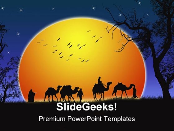 Sunset Desert Nature PowerPoint Backgrounds And Templates 0111