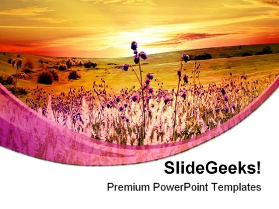 Sunset In Field Nature PowerPoint Templates And PowerPoint Backgrounds 0311