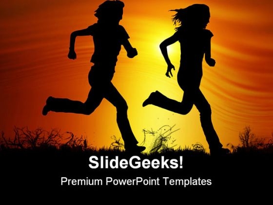 Sunset Joggers Health PowerPoint Themes And PowerPoint Slides 0811