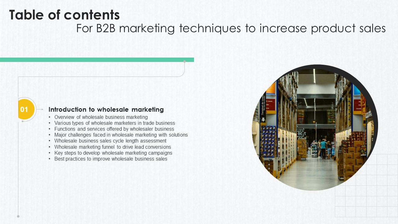 Table Of Contents B2B Marketing Techniques To Increase Product Sales