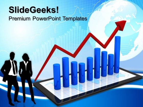 Tablet With Bar Graph Business PowerPoint Templates And PowerPoint Themes 0612