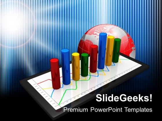 Tablet With Bar Graph Global Business PowerPoint Templates And PowerPoint Themes 1112
