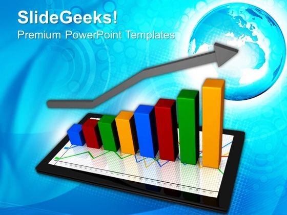 Tablet With Business Graph Arrows PowerPoint Templates And PowerPoint Themes 0812