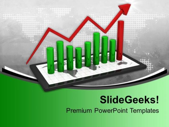 Tablet With Growing Business Graph PowerPoint Templates Ppt Backgrounds For Slides 0213