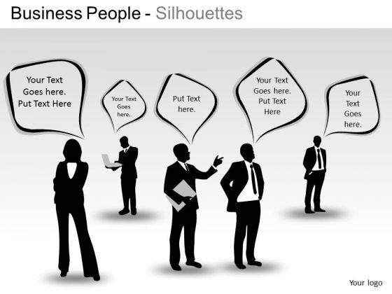 Talking Business People Silhouettes PowerPoint Slides And Ppt Diagram Templates