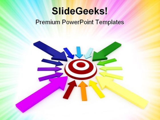 Target And Colorful Arrows Shapes PowerPoint Themes And PowerPoint Slides 0711