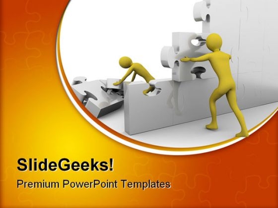 Team Building Up A Jigsaw Construction PowerPoint Templates And PowerPoint Backgrounds 0811