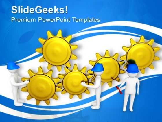Team Efforts In Gears Mechanism PowerPoint Templates Ppt Backgrounds For Slides 0713