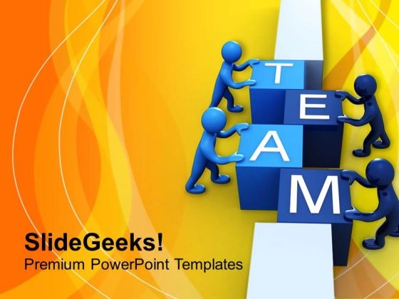 Team Efforts To Assemble Blocks Teamwork PowerPoint Templates Ppt Backgrounds For Slides 0413