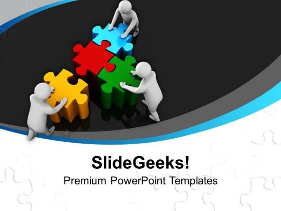 Team Efforts To Combine Jigsaw Puzzles PowerPoint Templates Ppt Backgrounds For Slides 0313