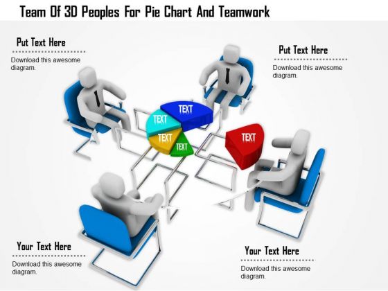Team Of 3d Peoples For Pie Chart And Teamwork