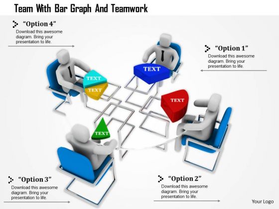 Team With Bar Graph And Teamwork