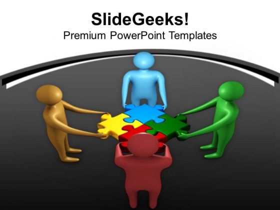 Team Working Together To Combine Puzzles PowerPoint Templates Ppt Backgrounds For Slides 0413