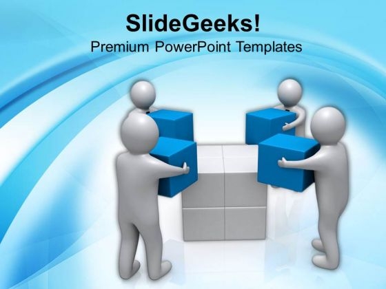 Teamwork Concept For Assembling The Cubes PowerPoint Templates Ppt Backgrounds For Slides 0713