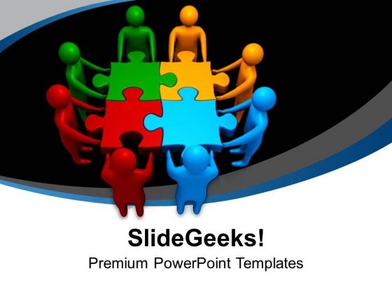 Teamwork To Combine Business Puzzles PowerPoint Templates Ppt Backgrounds For Slides 0213