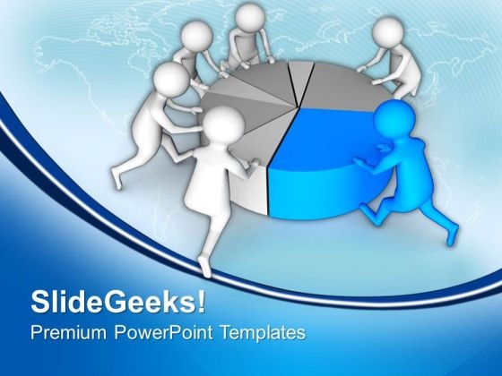 Teamwork To Make A Pie Chart PowerPoint Templates Ppt Backgrounds For Slides 0713