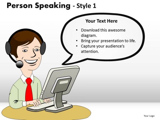 Tech Support Person Speaking PowerPoint Slides And Ppt Diagram Templates