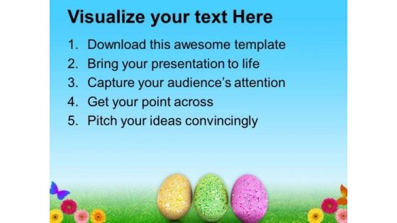 Textured Easter Eggs With Garden Theme PowerPoint Templates Ppt Backgrounds For Slides 0313