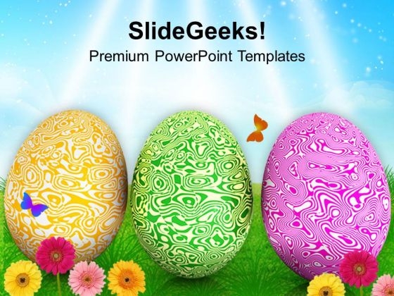 Textured Easter Eggs With Garden Theme PowerPoint Templates Ppt Backgrounds For Slides 0313