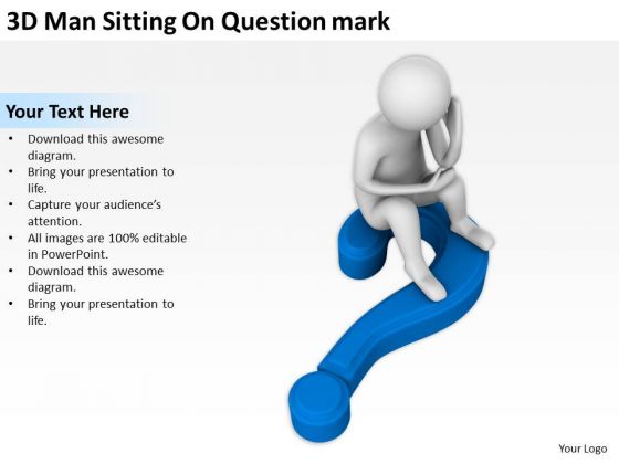 The Business People 3d Man Sitting On Question Mark PowerPoint Slides
