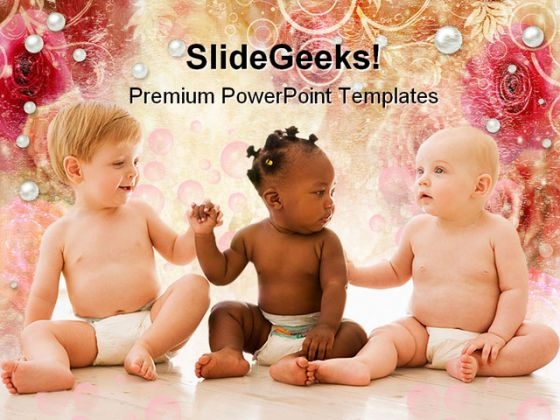 Three Babies Family PowerPoint Templates And PowerPoint Backgrounds 0511