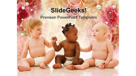 Three Babies Family PowerPoint Themes And PowerPoint Slides 0511