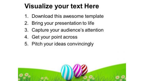 Three Colorful Eggs Of Easter Day Festival PowerPoint Templates Ppt Backgrounds For Slides 0313