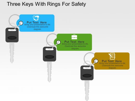 Three Keys With Rings For Safety PowerPoint Template