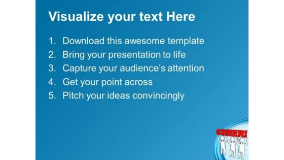 Three Men Lifting The Word Cheer PowerPoint Templates Ppt Backgrounds For Slides 0113
