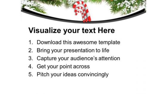 Three Red Candy Cane On Beautiful Background PowerPoint Templates Ppt Backgrounds For Slides 0113
