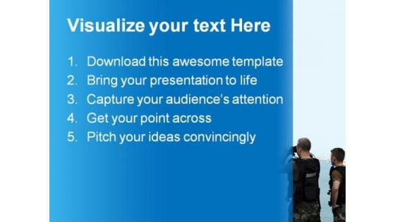 Three Soldier People Americana PowerPoint Template 1110