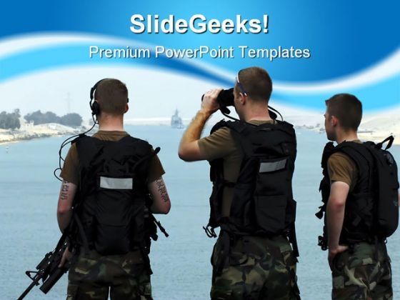 Three Soldier People Americana PowerPoint Template 1110