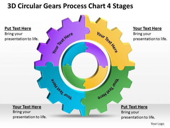 Timeline 3d Circular Gears Process Chart 4 Stages Timeline