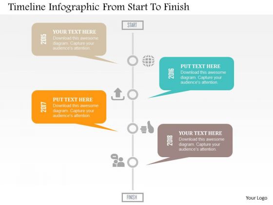Timeline Infographic From Start To Finish Presentation Template
