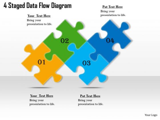Timeline PowerPoint Template 4 Staged Data Flow Diagram
