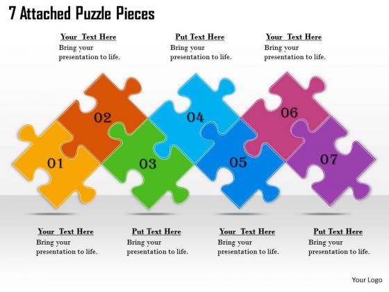 Timeline PowerPoint Template 7 Attached Puzzle Pieces