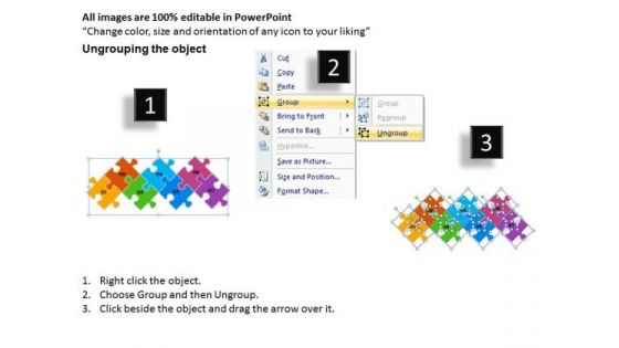 Timeline PowerPoint Template 7 Attached Puzzle Pieces