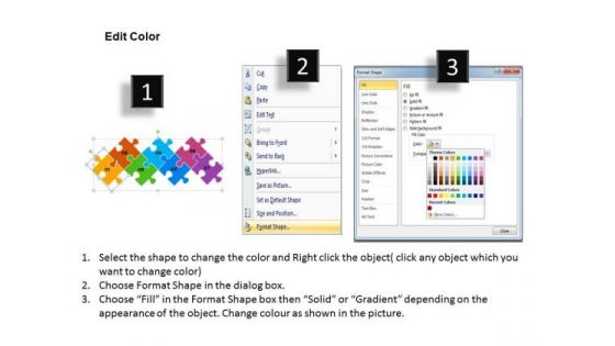Timeline PowerPoint Template 7 Attached Puzzle Pieces