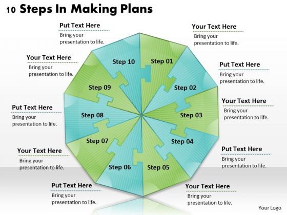 Timeline Ppt Template 10 Steps In Making Plans