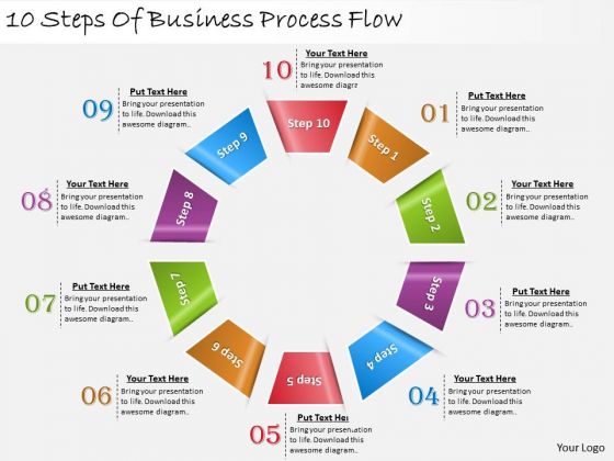 Timeline Ppt Template 10 Steps Of Business Process Flow