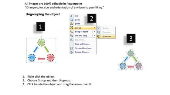 Timeline Ppt Template 3 Staged Gears Activities