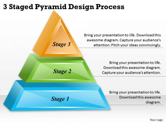Timeline Ppt Template 3 Staged Pyramid Design Process