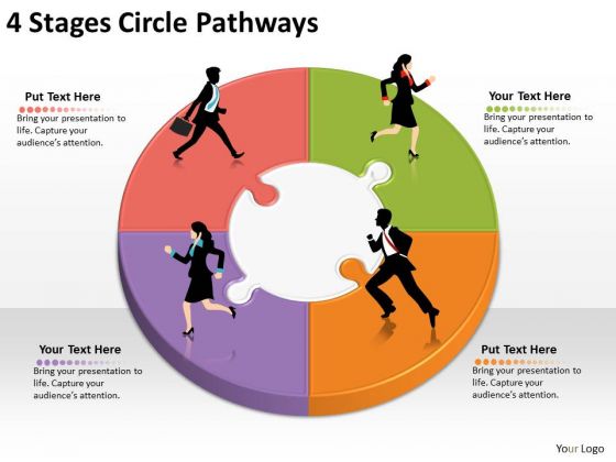 Timeline Ppt Template 4 Stages Circle Pathways