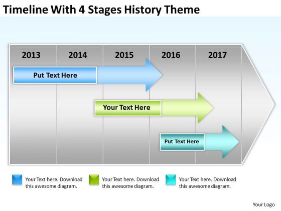 Timeline With 4 Stages History Theme Ppt Strategic Business Plan Template PowerPoint Templates