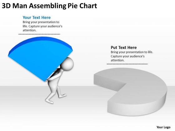 Top Business People 3d Man Assembling Pie Chart PowerPoint Slides